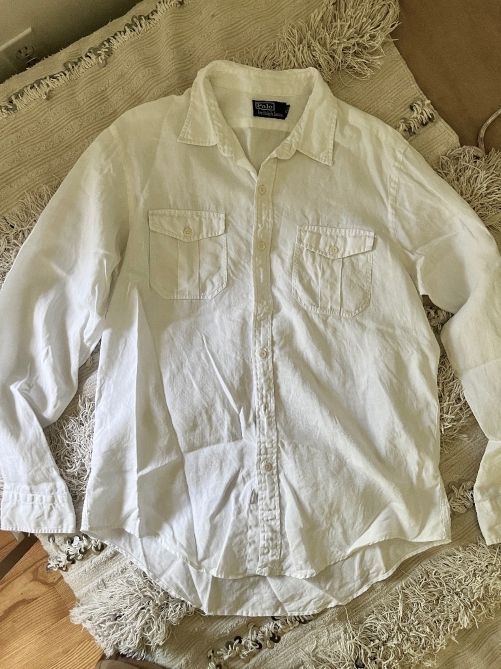 White Linen Button-up Shirt | Men’s Large
